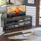 Meuble TV d'angle en bois de ferme avec prise de courant, meuble de divertissement peu encombrant, console TV multimédia