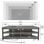 Meuble TV d'angle en bois de ferme avec prise de courant, meuble de divertissement peu encombrant, console TV multimédia