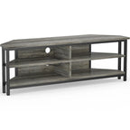 Meuble TV d'angle en bois de ferme avec prise de courant, meuble de divertissement peu encombrant, console TV multimédia
