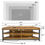 Meuble TV d'angle en bois de ferme avec prise de courant, meuble de divertissement peu encombrant, console TV multimédia
