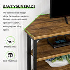 Meuble TV d'angle en bois de ferme avec prise de courant, meuble de divertissement peu encombrant, console TV multimédia