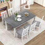 Ensemble table et chaises de salle à manger rétro 7 pièces pour 6 personnes - Table extensible et 6 chaises rembourrées