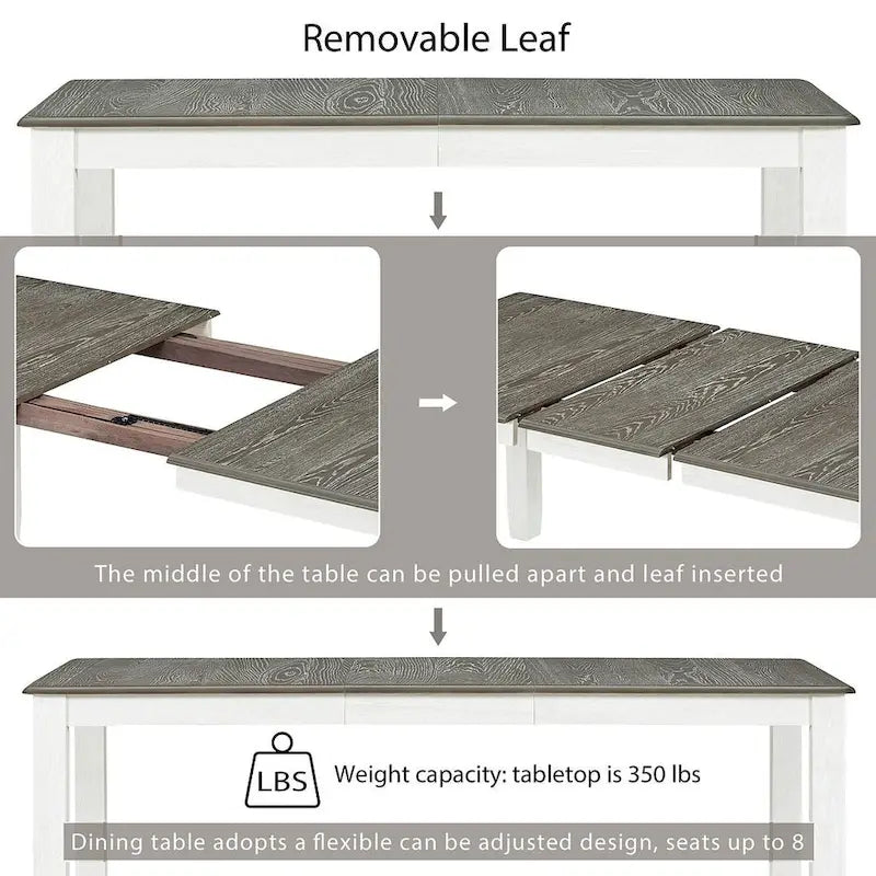 Ensemble table et chaises de salle à manger rétro 7 pièces pour 6 personnes - Table extensible et 6 chaises rembourrées