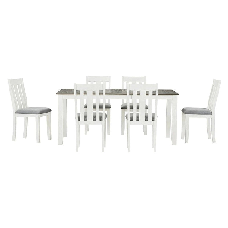 Ensemble table et chaises de salle à manger rétro 7 pièces pour 6 personnes - Table extensible et 6 chaises rembourrées