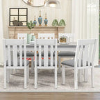 Ensemble table et chaises de salle à manger rétro 7 pièces pour 6 personnes - Table extensible et 6 chaises rembourrées