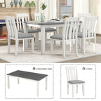 Ensemble table et chaises de salle à manger rétro 7 pièces pour 6 personnes - Table extensible et 6 chaises rembourrées
