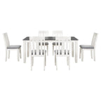 Ensemble table et chaises de salle à manger rétro 7 pièces pour 6 personnes - Table extensible et 6 chaises rembourrées