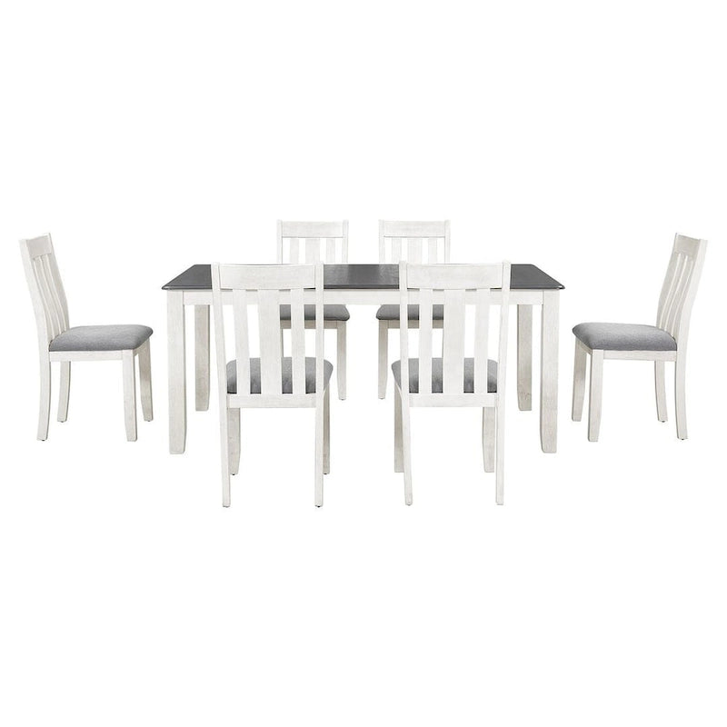 Ensemble table et chaises de salle à manger rétro 7 pièces pour 6 personnes - Table extensible et 6 chaises rembourrées