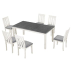 Ensemble table et chaises de salle à manger rétro 7 pièces pour 6 personnes - Table extensible et 6 chaises rembourrées