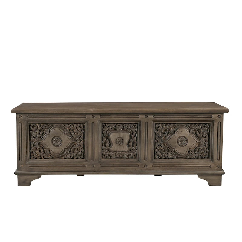 Banc de rangement en bois massif Clara