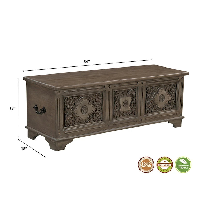 Banc de rangement en bois massif Clara