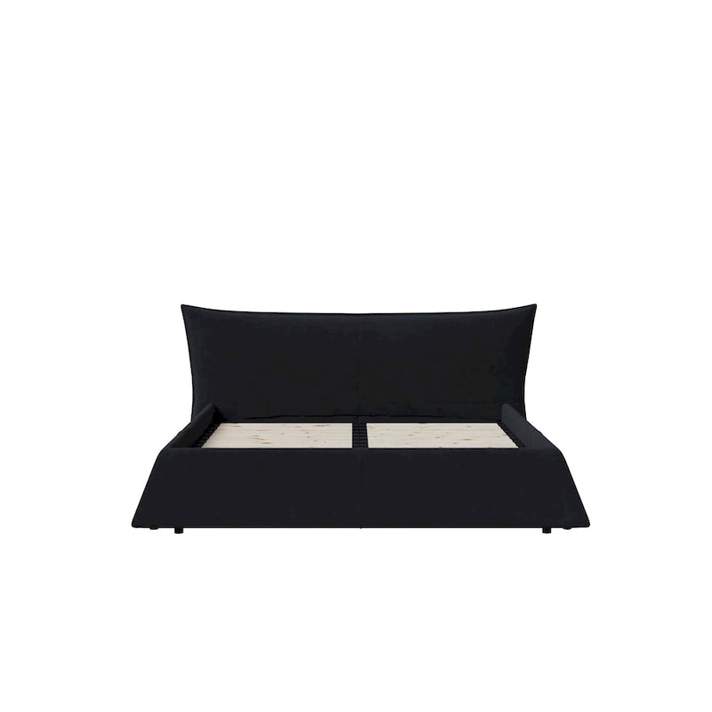 Cadre de lit plateforme capitonné en velours King Size avec tête de lit rembourrée douce