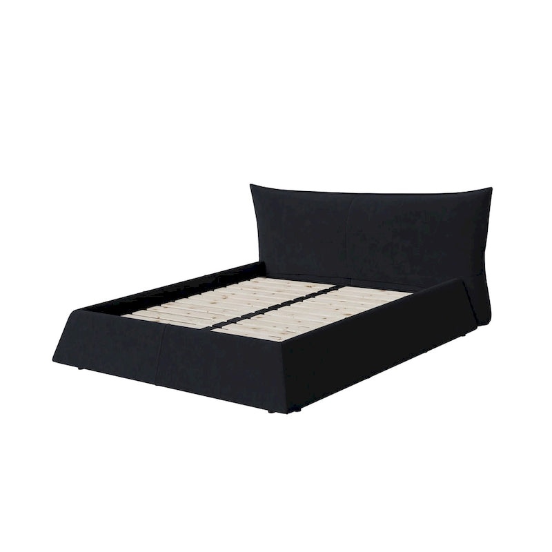 Cadre de lit plateforme capitonné en velours King Size avec tête de lit rembourrée douce