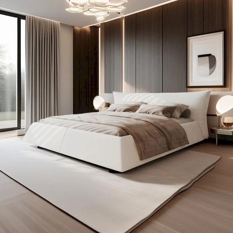 Cadre de lit plateforme capitonné en velours King Size avec tête de lit rembourrée douce