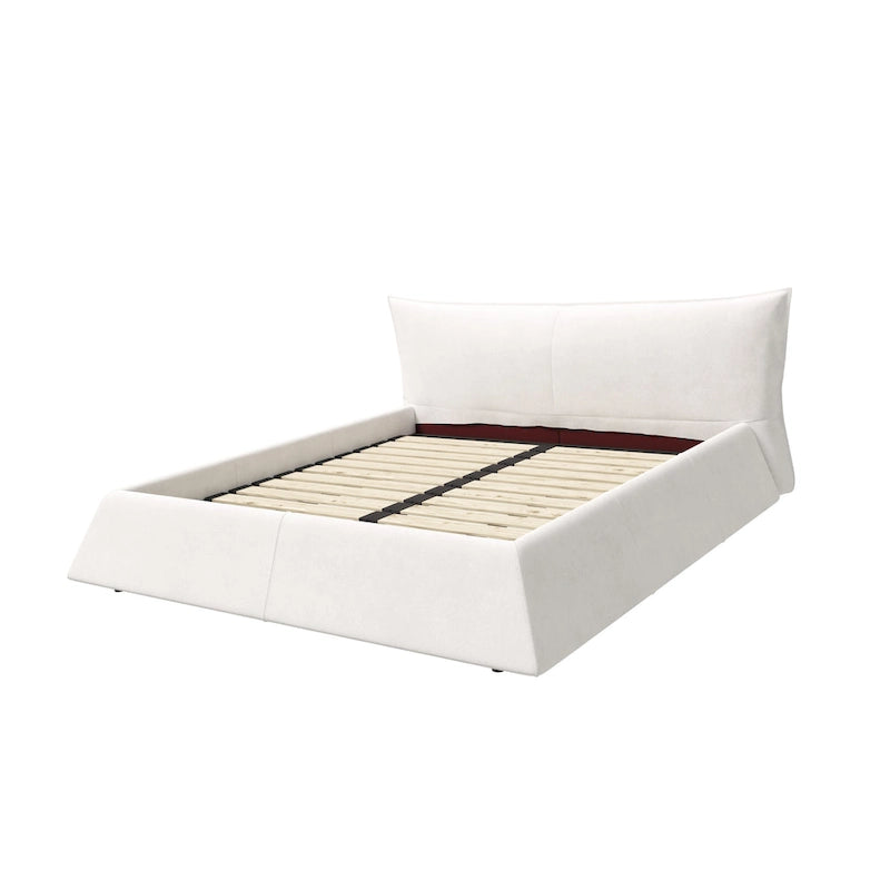 Cadre de lit plateforme capitonné en velours King Size avec tête de lit rembourrée douce