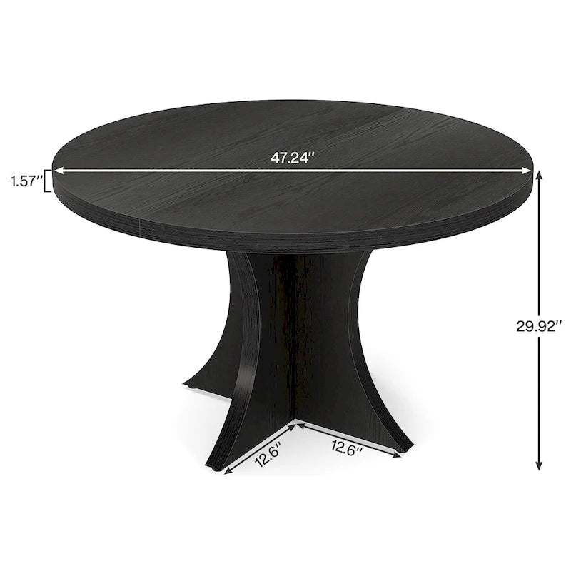 Table de salle à manger ronde pour 4-6 personnes, Table de cuisine noire de 120 cm