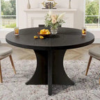 Table de salle à manger ronde pour 4-6 personnes, Table de cuisine noire de 120 cm