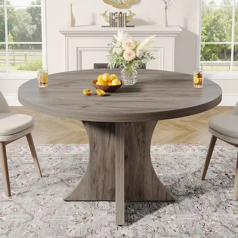 Table de salle à manger ronde pour 4-6 personnes, Table de cuisine noire de 120 cm