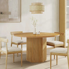Table à manger ronde industrielle de 47 pouces avec pied central pour 4 personnes