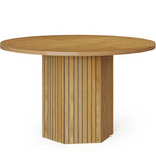 47-Inch Industrial Round Kitchen Dining Table with Pedestal for 4