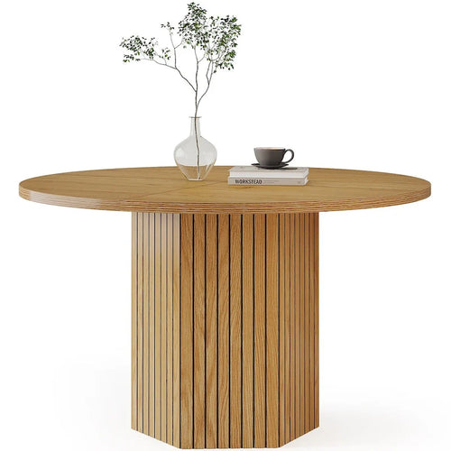 Table à manger ronde industrielle de 47 pouces avec pied central pour 4 personnes
