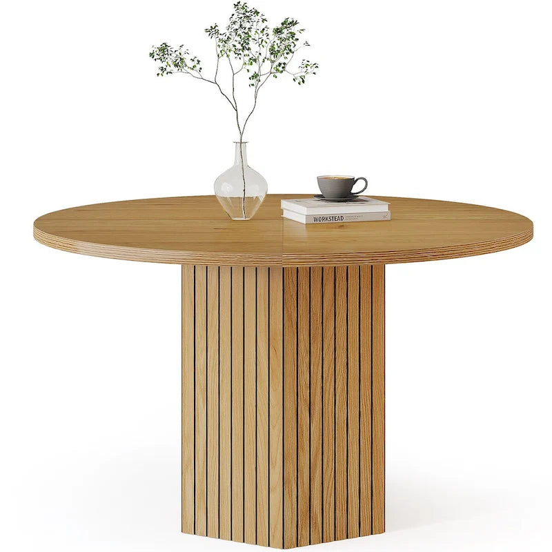 Table à manger ronde industrielle de 47 pouces avec pied central pour 4 personnes