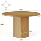 Table à manger ronde industrielle de 47 pouces avec pied central pour 4 personnes