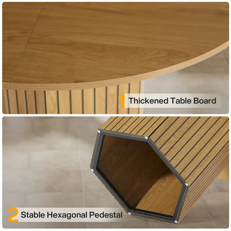 Table à manger ronde industrielle de 47 pouces avec pied central pour 4 personnes