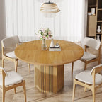 Table à manger ronde industrielle de 47 pouces avec pied central pour 4 personnes