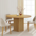 Table à manger ronde industrielle de 47 pouces avec pied central pour 4 personnes