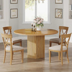 Table à manger ronde industrielle de 47 pouces avec pied central pour 4 personnes