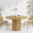 Table à manger ronde industrielle de 47 pouces avec pied central pour 4 personnes