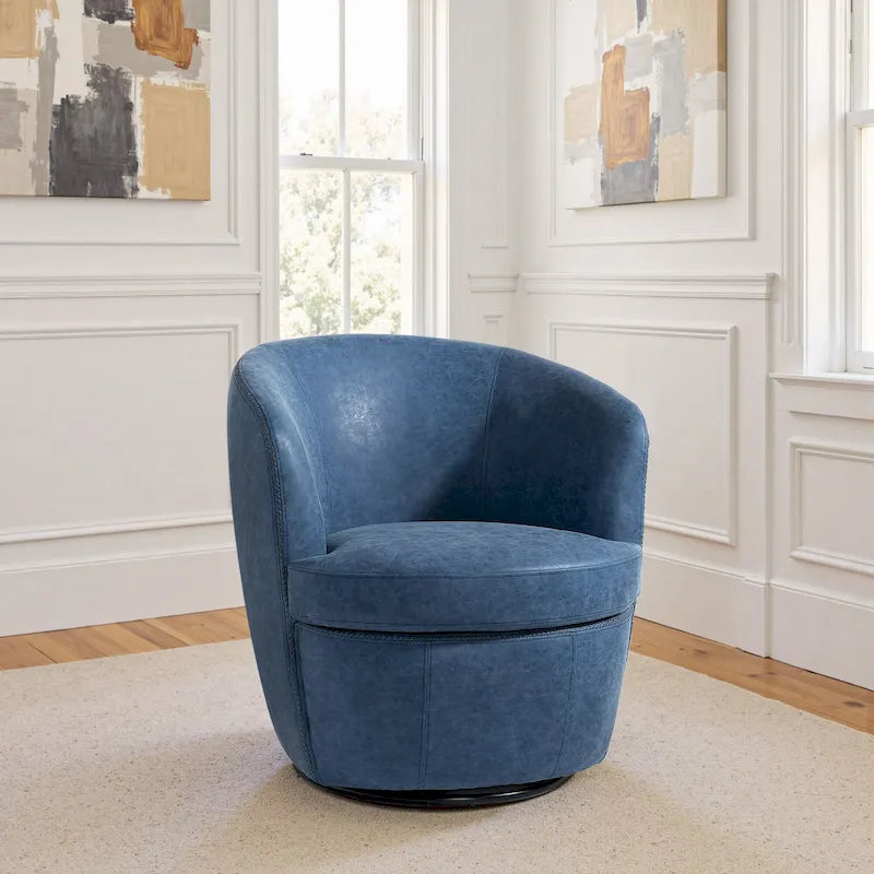 Fauteuil d'appoint pivotant moderne en cuir, fauteuil baquet rembourré