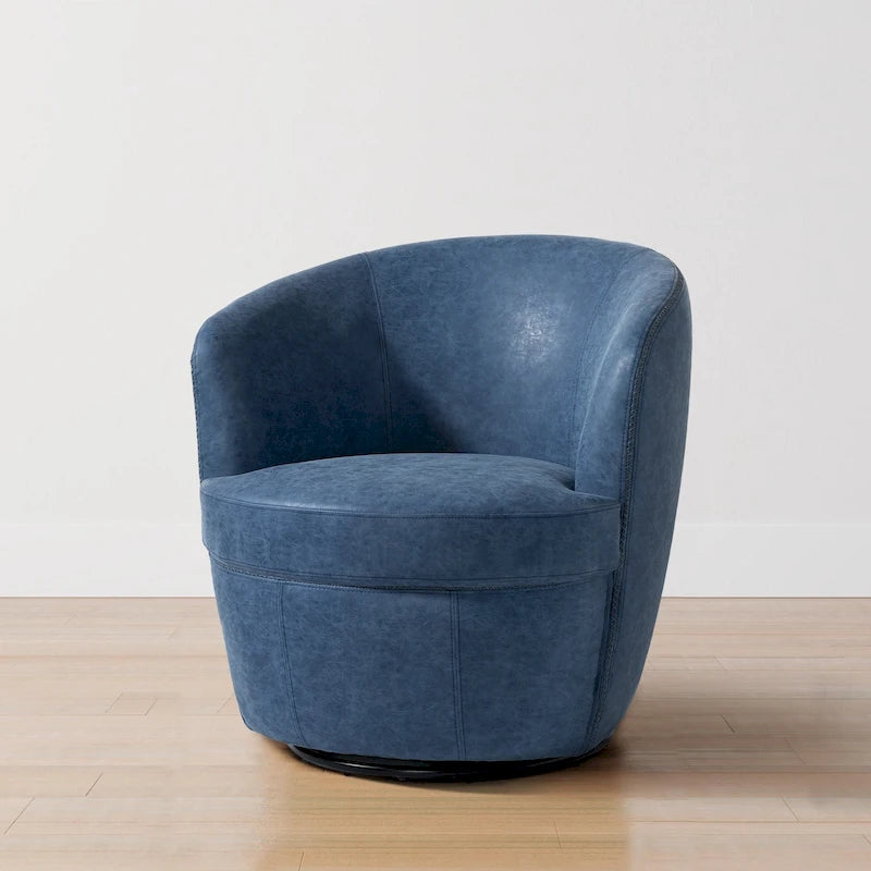 Fauteuil d'appoint pivotant moderne en cuir, fauteuil baquet rembourré