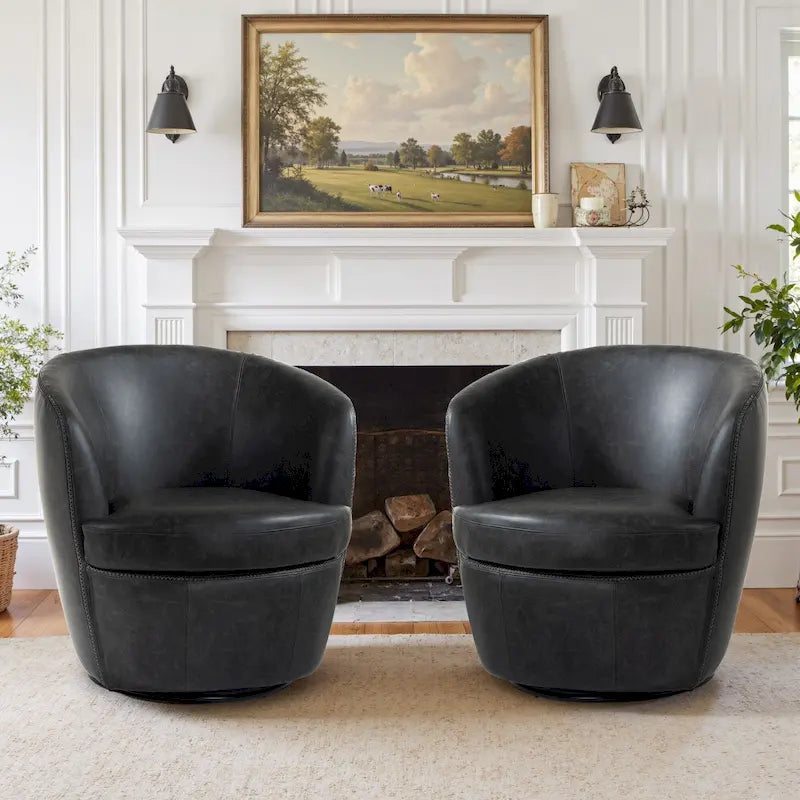 Fauteuil d'appoint pivotant moderne en cuir, fauteuil baquet rembourré