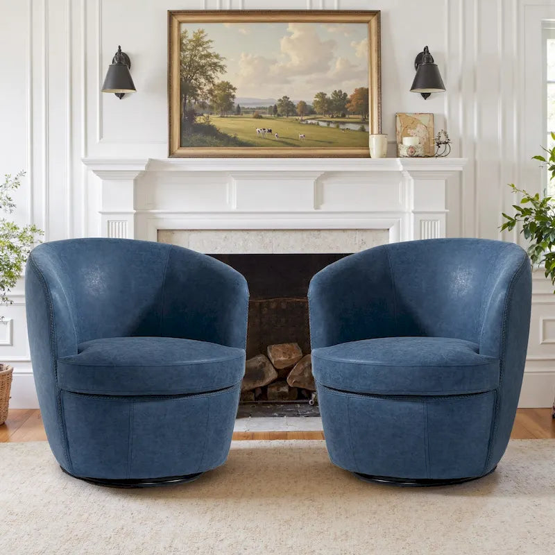 Fauteuil d'appoint pivotant moderne en cuir, fauteuil baquet rembourré