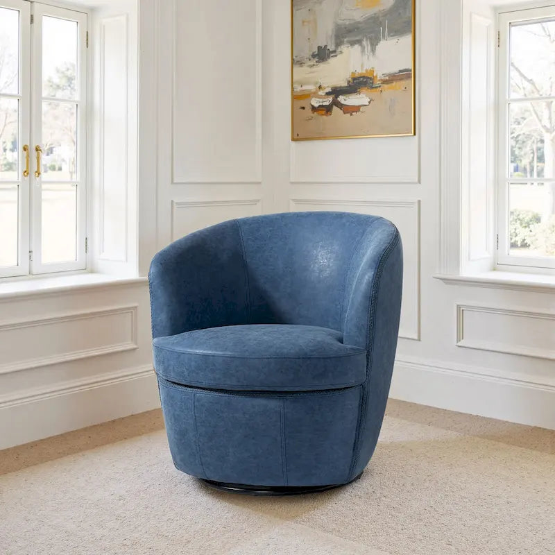 Fauteuil d'appoint pivotant moderne en cuir, fauteuil baquet rembourré