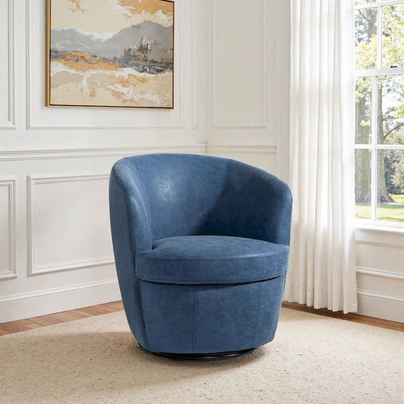 Fauteuil d'appoint pivotant moderne en cuir, fauteuil baquet rembourré
