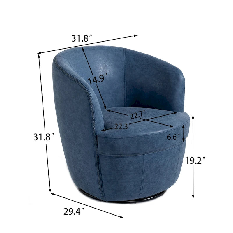 Fauteuil d'appoint pivotant moderne en cuir, fauteuil baquet rembourré