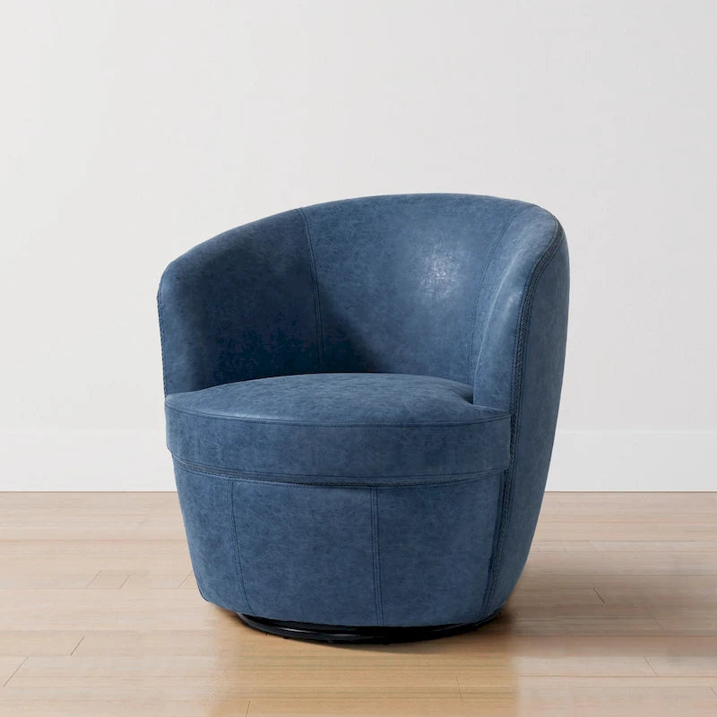 Fauteuil d'appoint pivotant moderne en cuir, fauteuil baquet rembourré