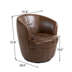 Fauteuil d'appoint pivotant moderne en cuir, fauteuil baquet rembourré