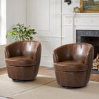 Fauteuil d'appoint pivotant moderne en cuir, fauteuil baquet rembourré