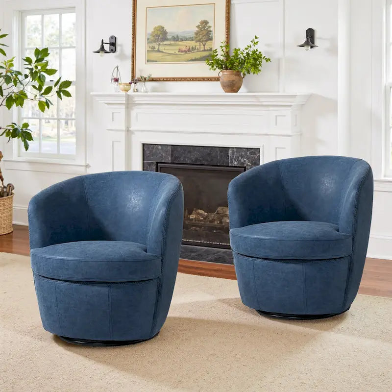 Fauteuil d'appoint pivotant moderne en cuir, fauteuil baquet rembourré