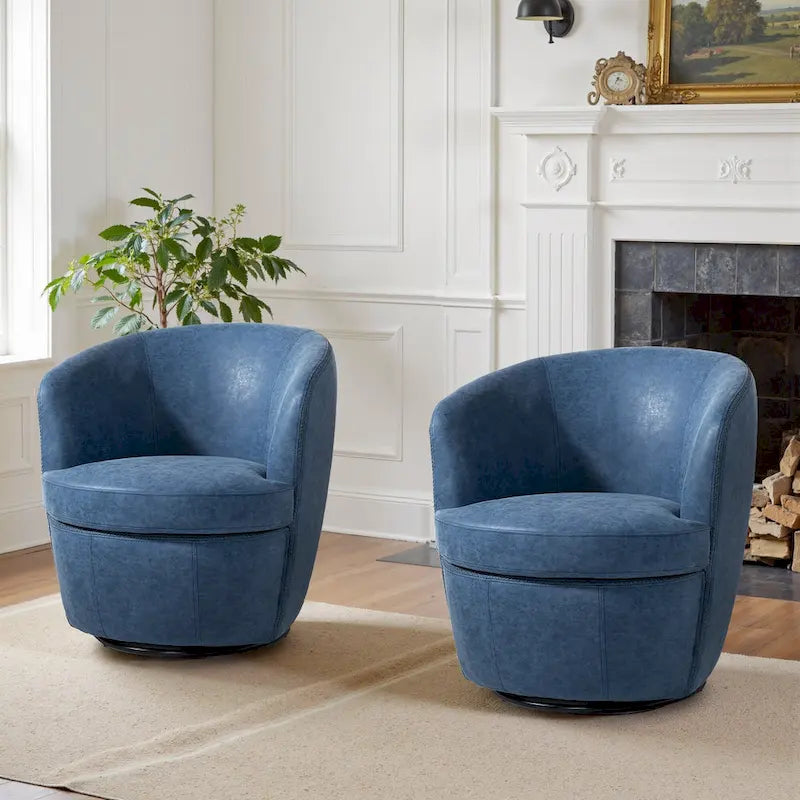 Fauteuil d'appoint pivotant moderne en cuir, fauteuil baquet rembourré