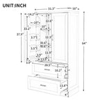 Meuble de Rangement Haut pour Salle de Bain, Meuble avec Deux Portes et Tiroirs, Étagère Réglable, Panneau MDF, Blanc