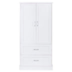 Meuble de Rangement Haut pour Salle de Bain, Meuble avec Deux Portes et Tiroirs, Étagère Réglable, Panneau MDF, Blanc