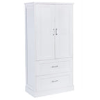 Meuble de Rangement Haut pour Salle de Bain, Meuble avec Deux Portes et Tiroirs, Étagère Réglable, Panneau MDF, Blanc
