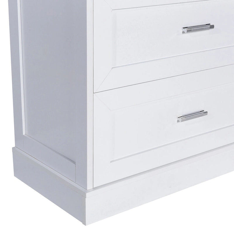 Meuble de Rangement Haut pour Salle de Bain, Meuble avec Deux Portes et Tiroirs, Étagère Réglable, Panneau MDF, Blanc