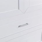 Meuble de Rangement Haut pour Salle de Bain, Meuble avec Deux Portes et Tiroirs, Étagère Réglable, Panneau MDF, Blanc