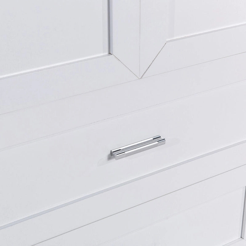 Meuble de Rangement Haut pour Salle de Bain, Meuble avec Deux Portes et Tiroirs, Étagère Réglable, Panneau MDF, Blanc